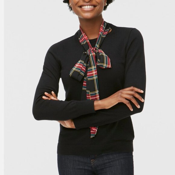 J.Crew Plaid Tie Neck Sweater - Picture 2 of 9